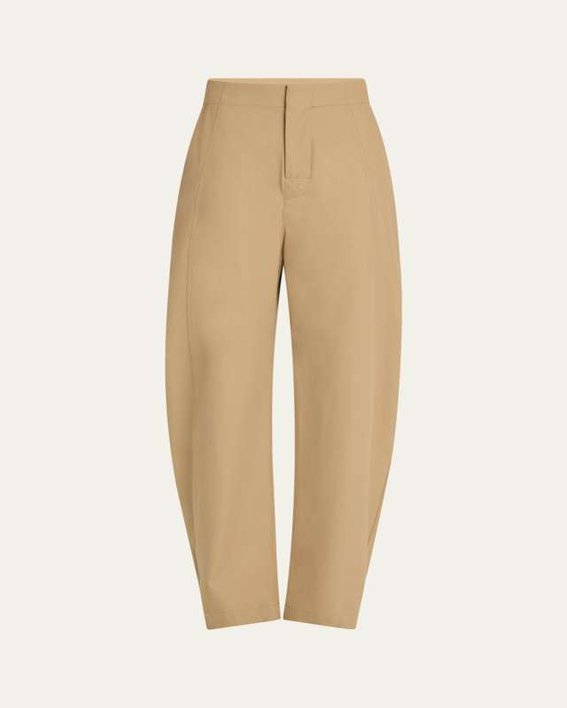Fluid Cotton Twill Wide Leg Trousers